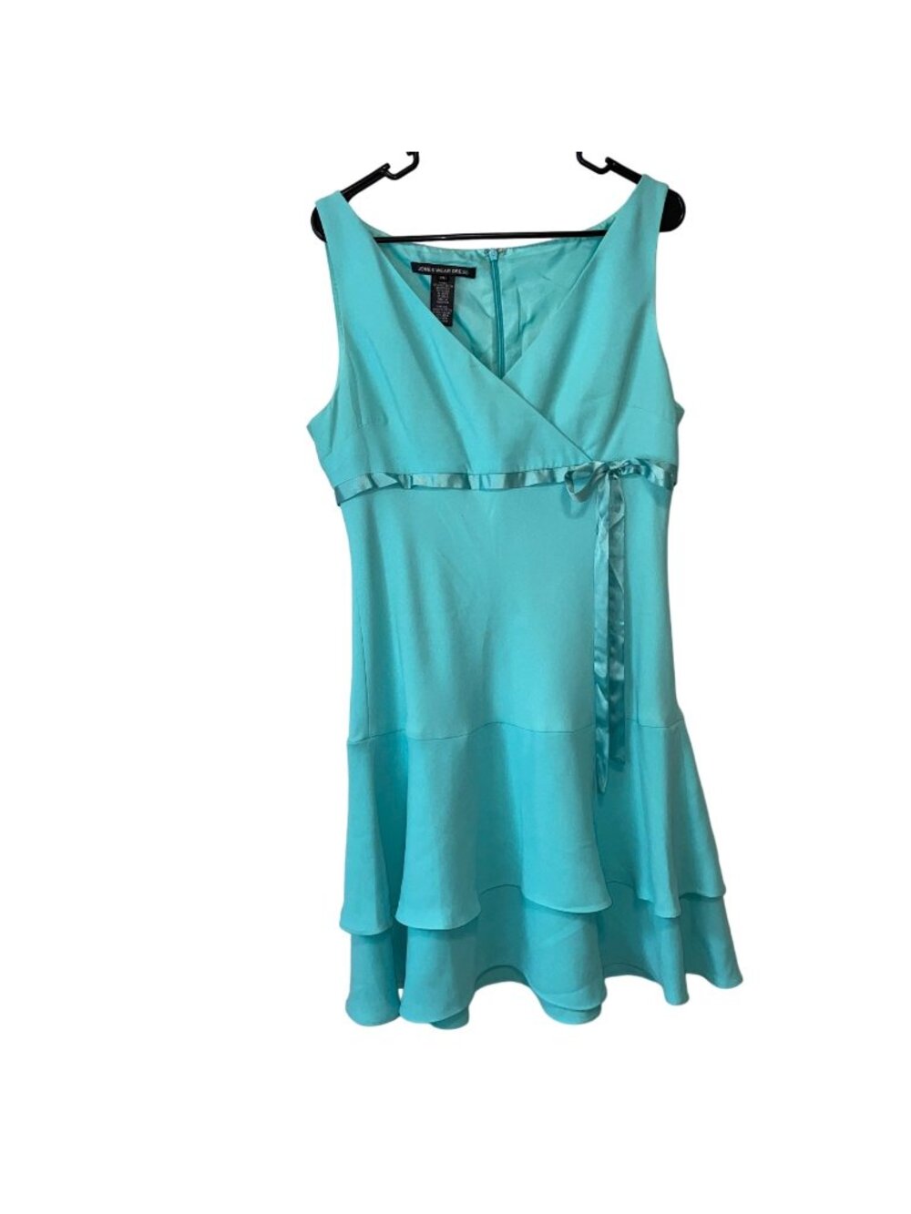 Jones Wear Womens Turquoise Sleeveless Dress Size 14 Tiered